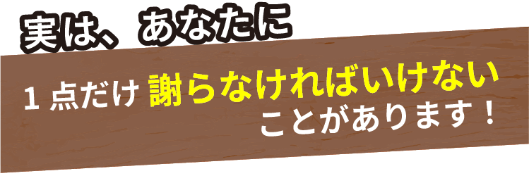 ごめんなさい・・・１つだけ謝らないといけないことがあります！